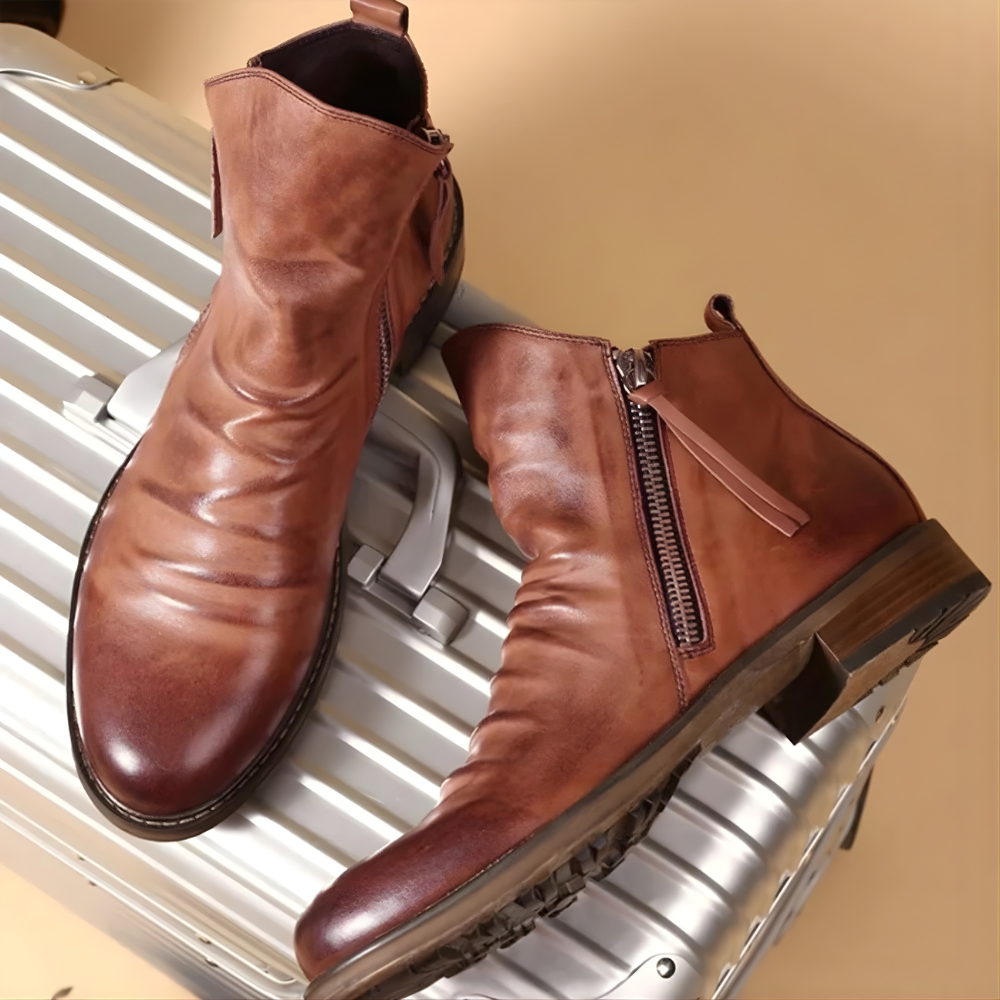 Men's Leather Ankle Boots - Chelsea Ankle Zipper