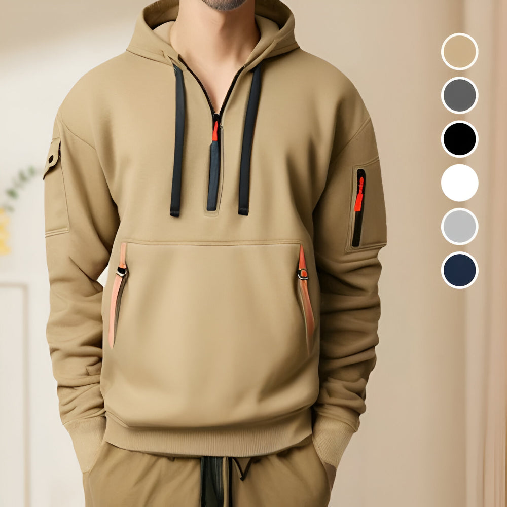 Men’s Half Zip Pullover Hoodie – Long Sleeve Utility Sweatshirt