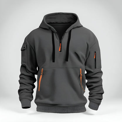 Men’s Half Zip Pullover Hoodie – Long Sleeve Utility Sweatshirt