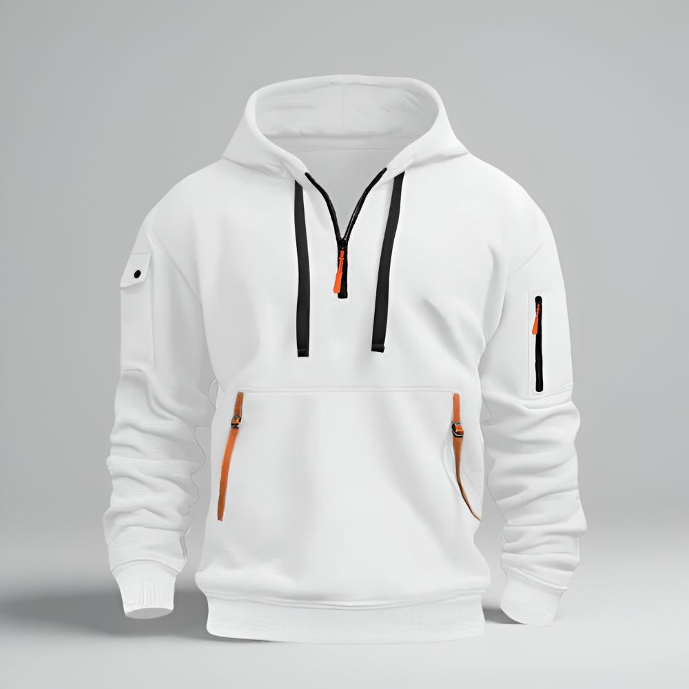 Men’s Half Zip Pullover Hoodie – Long Sleeve Utility Sweatshirt