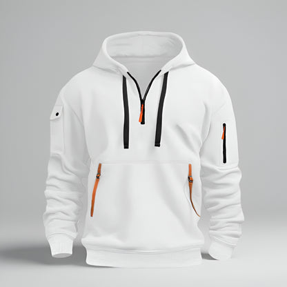 Men’s Half Zip Pullover Hoodie – Long Sleeve Utility Sweatshirt