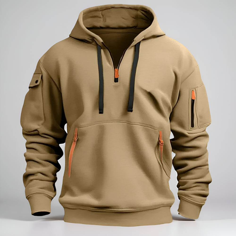 Men’s Half Zip Pullover Hoodie – Long Sleeve Utility Sweatshirt