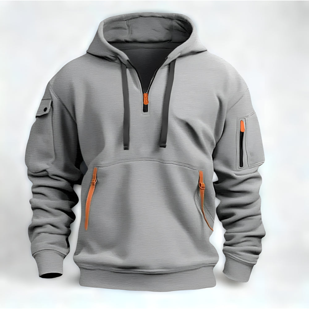 Men’s Half Zip Pullover Hoodie – Long Sleeve Utility Sweatshirt