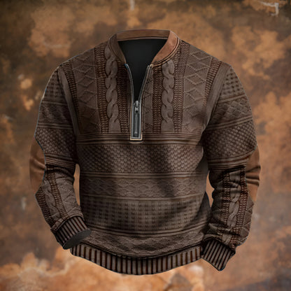 Men’s Knitted Half Zip Pullover – Long Sleeve Winter Jumper