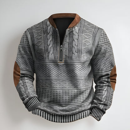 Men’s Knitted Half Zip Pullover – Long Sleeve Winter Jumper