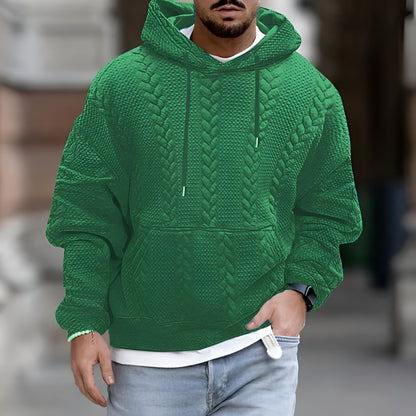 Men’s Oversized Knitted Hoodie – Long Sleeve Winter Jumper