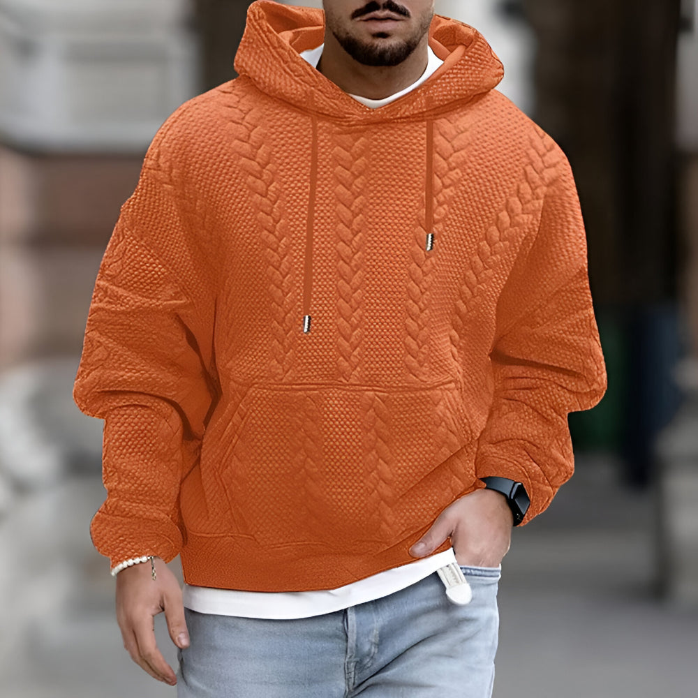 Men’s Oversized Knitted Hoodie – Long Sleeve Winter Jumper