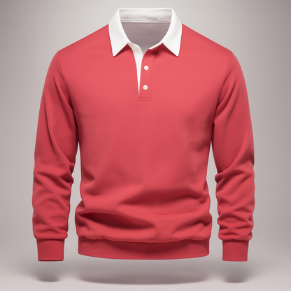 Men’s Smart Casual Polo Shirt | Long Sleeve Button Up Top