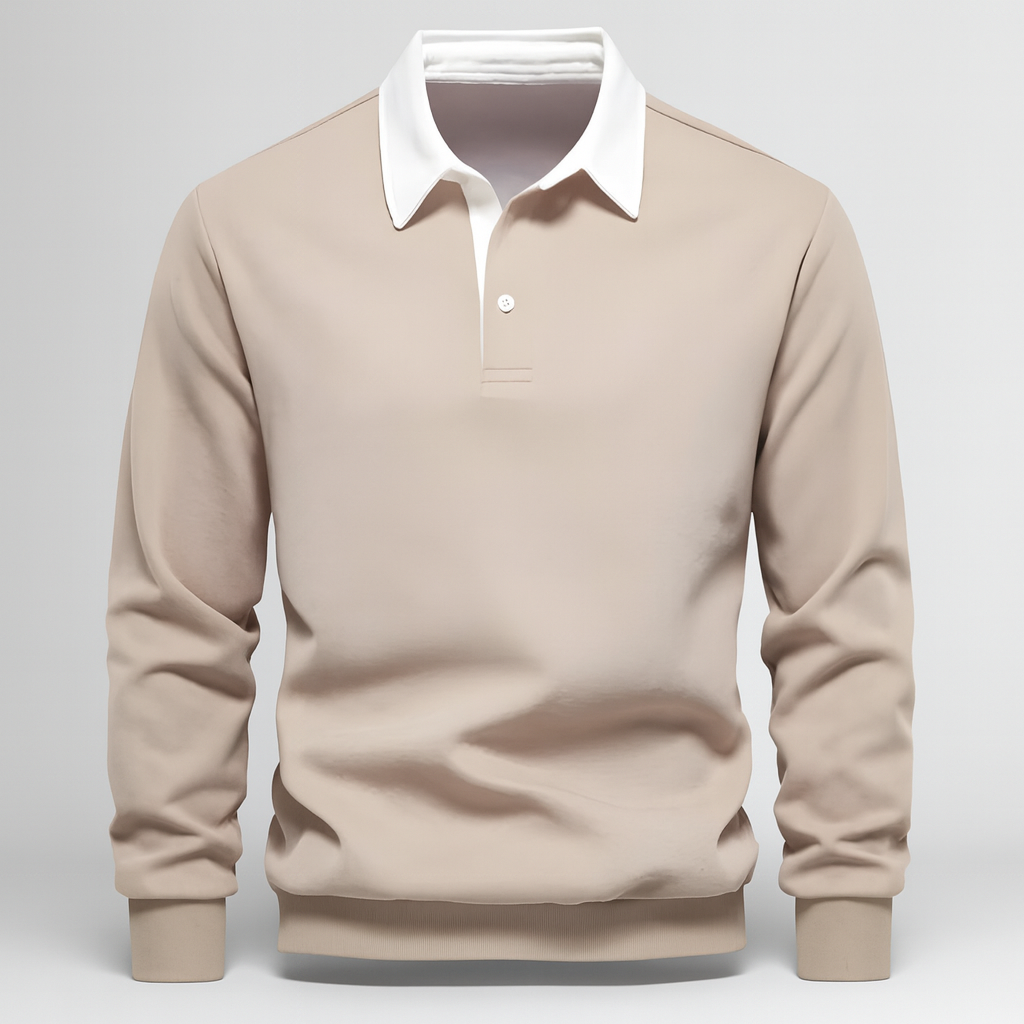 Men’s Smart Casual Polo Shirt | Long Sleeve Button Up Top