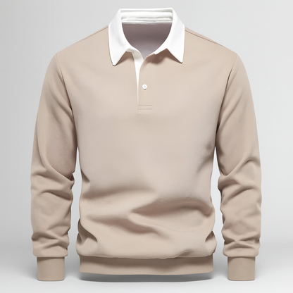 Men’s Smart Casual Polo Shirt | Long Sleeve Button Up Top