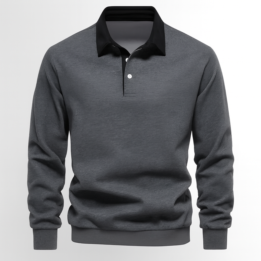Men’s Smart Casual Polo Shirt | Long Sleeve Button Up Top