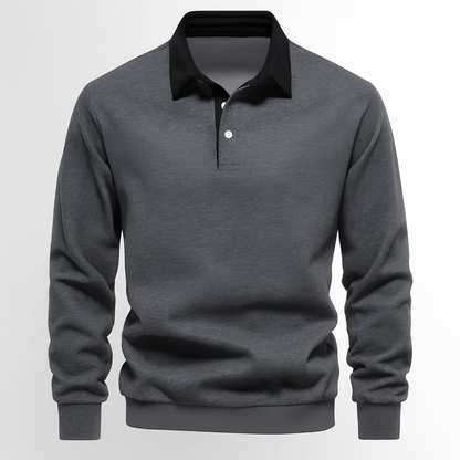 Men’s Smart Casual Polo Shirt | Long Sleeve Button Up Top