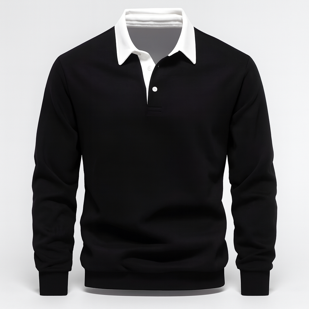 Men’s Smart Casual Polo Shirt | Long Sleeve Button Up Top