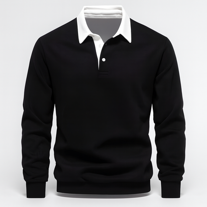 Men’s Smart Casual Polo Shirt | Long Sleeve Button Up Top