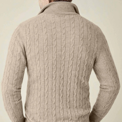 Men's Cable Knit Quarter Zip Sweater - Classic Long Sleeve