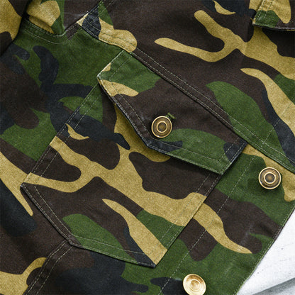 Men's Camouflage Military Utility Jacket - Button Front