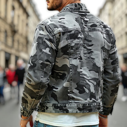 Men's Camouflage Military Utility Jacket - Button Front