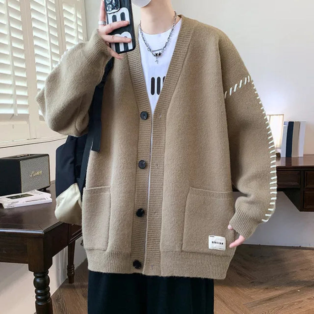 Men's Cardigan Sweater Soft Wool Blend Button-Up Winter Layer 6