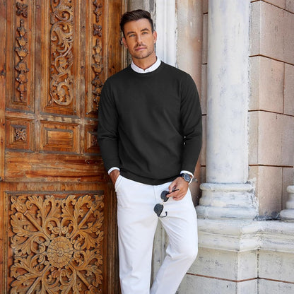 Men's Casual Crew Neck Sweater Lightweight Knit 1