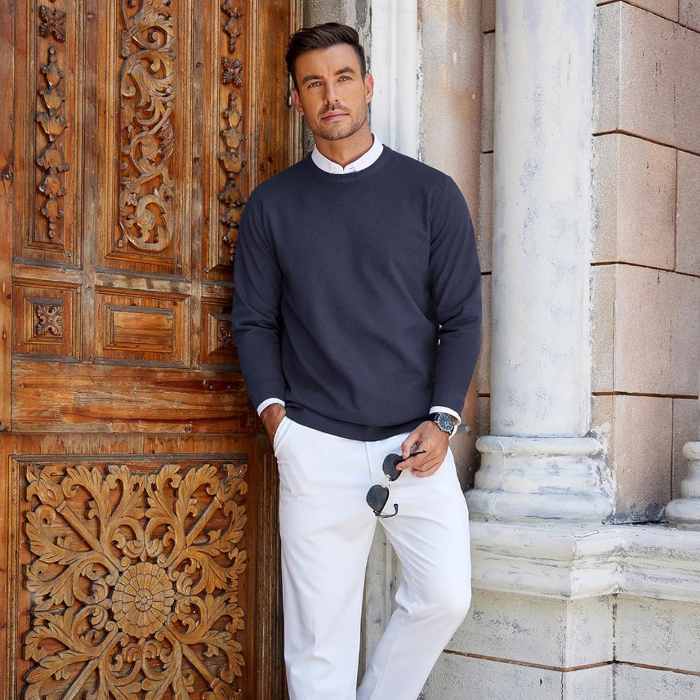 Men's Casual Crew Neck Sweater Lightweight Knit 10