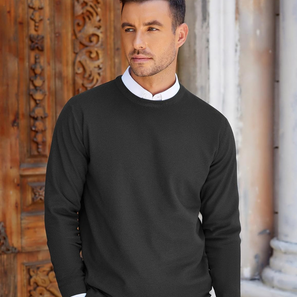Men's Casual Crew Neck Sweater Lightweight Knit 2