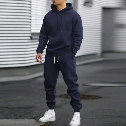Men's Casual Fleece Tracksuit Set - Hooded Long Sleeve