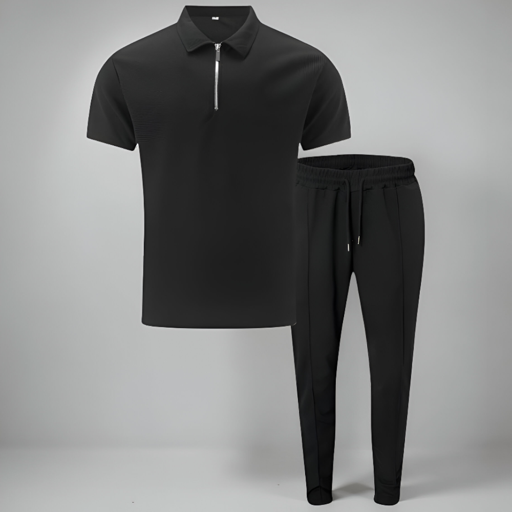 Men's Casual Knit Lightweight Short Sleeve Shirt Pants Set 2