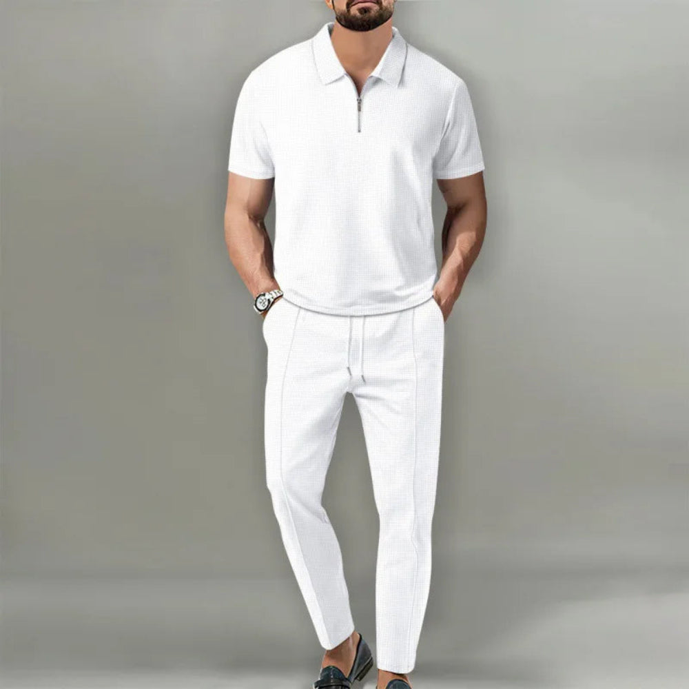 Men's Casual Knit Lightweight Short Sleeve Shirt Pants Set 3