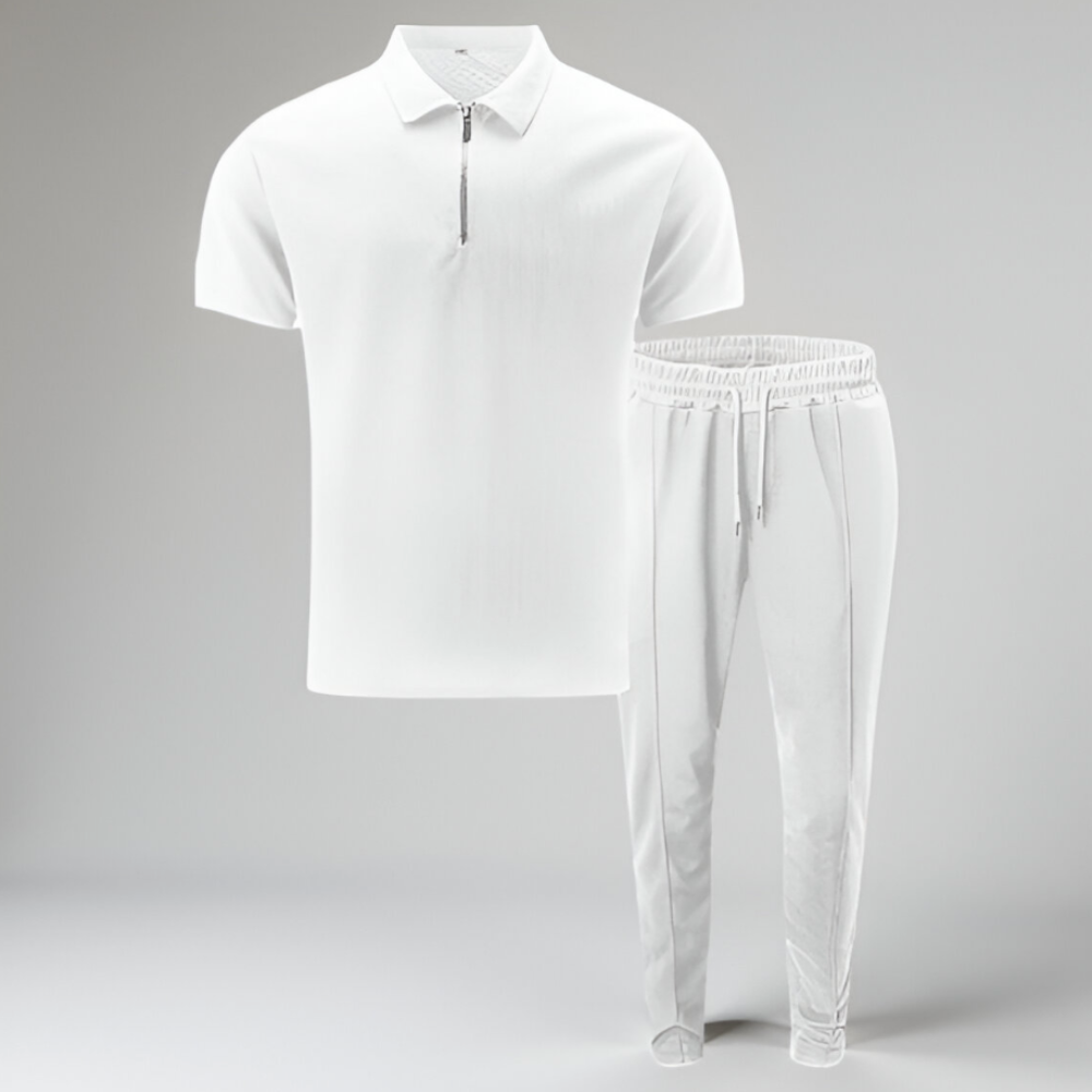 Men's Casual Knit Lightweight Short Sleeve Shirt Pants Set 4