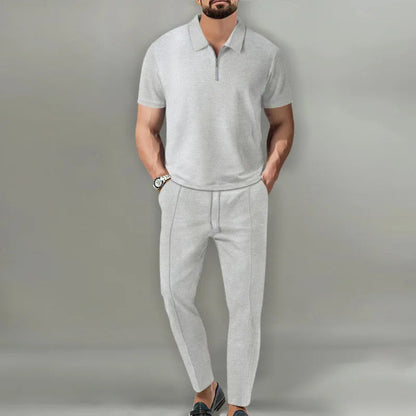Men's Casual Knit Lightweight Short Sleeve Shirt Pants Set 5
