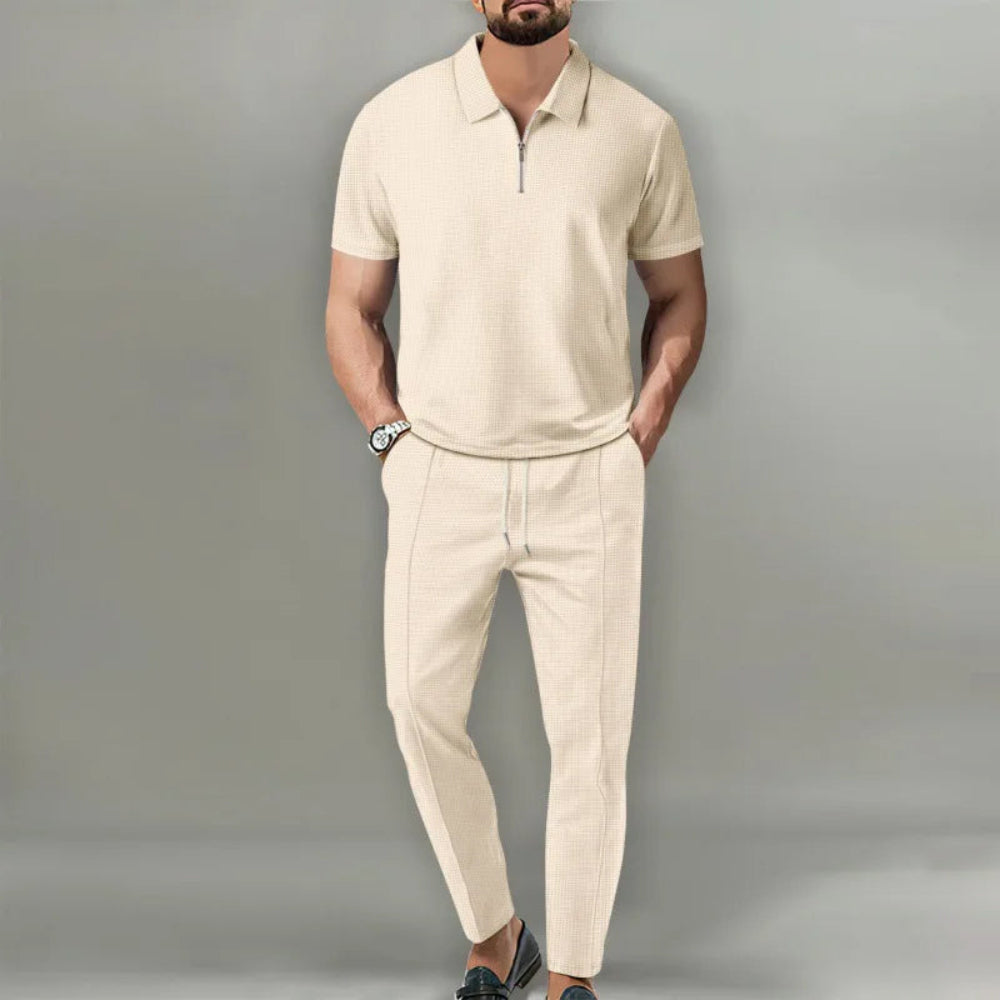 Men's Casual Knit Lightweight Short Sleeve Shirt Pants Set 7