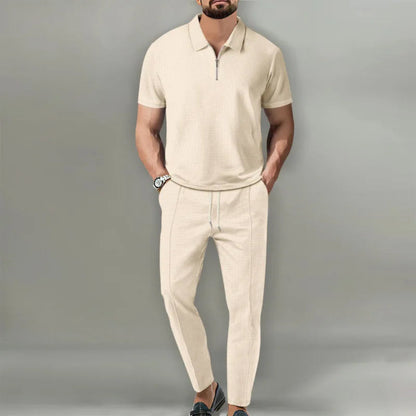 Men's Casual Knit Lightweight Short Sleeve Shirt Pants Set 7