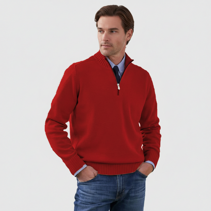 Men's Classic Quarter Zip Sweater - Long Sleeve Pullover