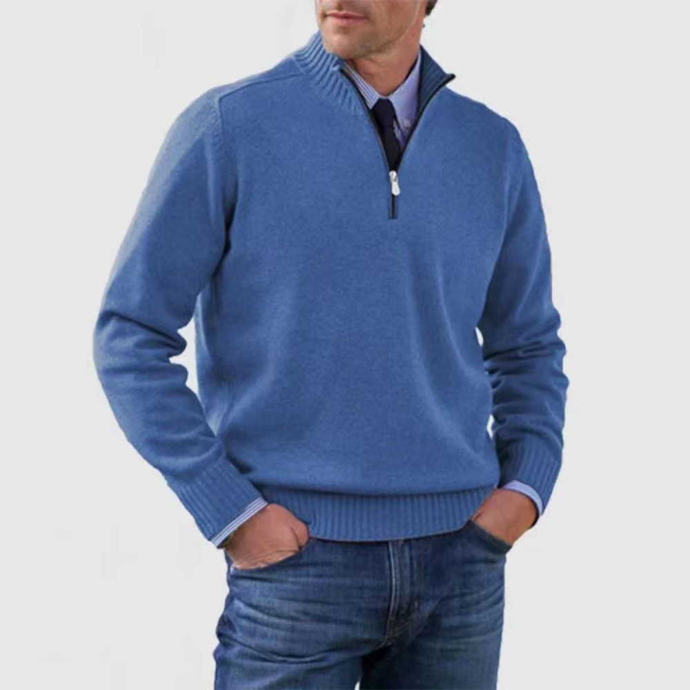 Men's Classic Quarter Zip Sweater - Long Sleeve Pullover
