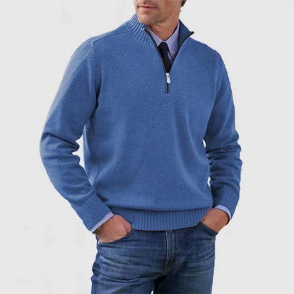 Men's Classic Quarter Zip Sweater - Long Sleeve Pullover