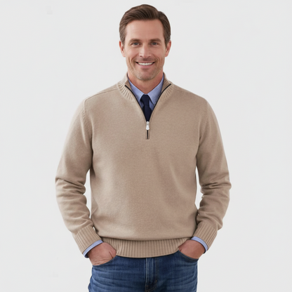 Men's Classic Quarter Zip Sweater - Long Sleeve Pullover