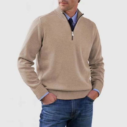 Men's Classic Quarter Zip Sweater - Long Sleeve Pullover