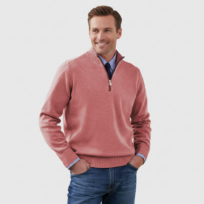 Men's Classic Quarter Zip Sweater - Long Sleeve Pullover