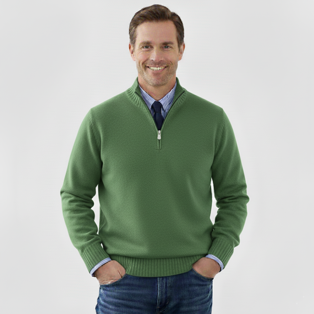 Men's Classic Quarter Zip Sweater - Long Sleeve Pullover