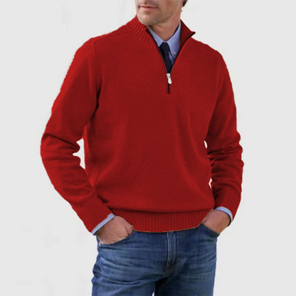 Men's Classic Quarter Zip Sweater - Long Sleeve Pullover