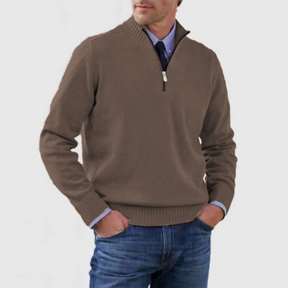 Men's Classic Quarter Zip Sweater - Long Sleeve Pullover