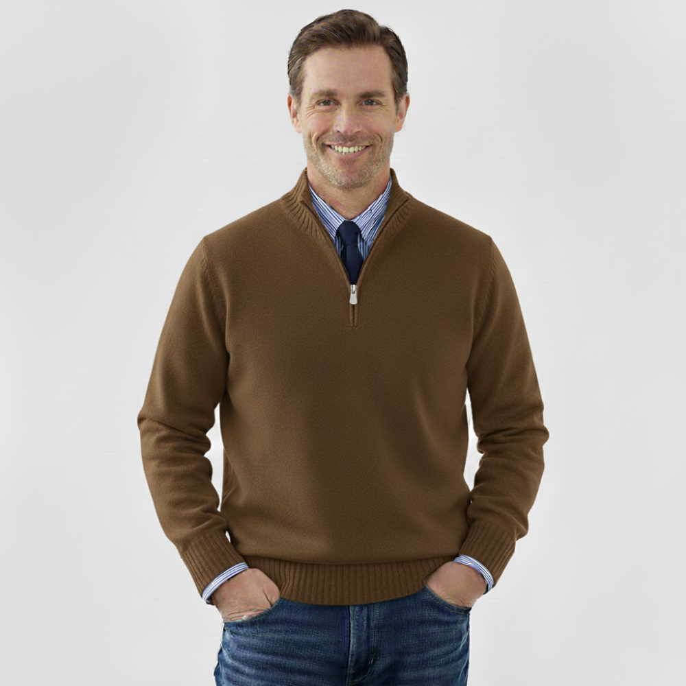 Men's Classic Quarter Zip Sweater - Long Sleeve Pullover