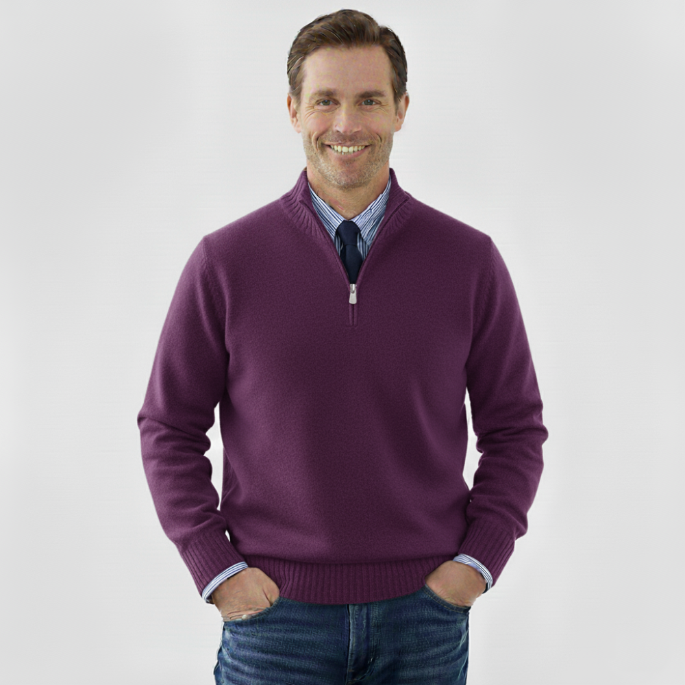 Men's Classic Quarter Zip Sweater - Long Sleeve Pullover