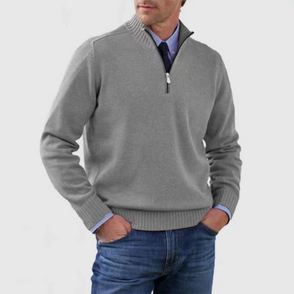 Men's Classic Quarter Zip Sweater - Long Sleeve Pullover