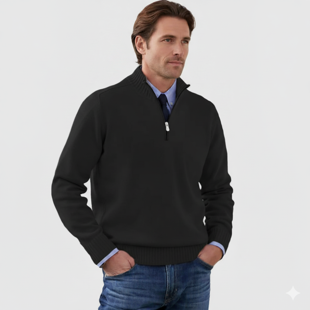 Men's Classic Quarter Zip Sweater - Long Sleeve Pullover