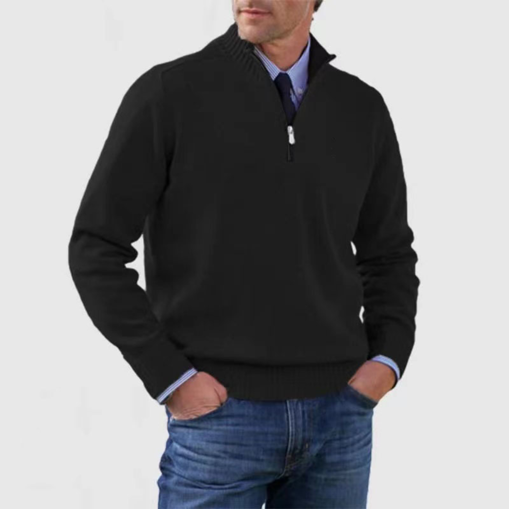 Men's Classic Quarter Zip Sweater - Long Sleeve Pullover