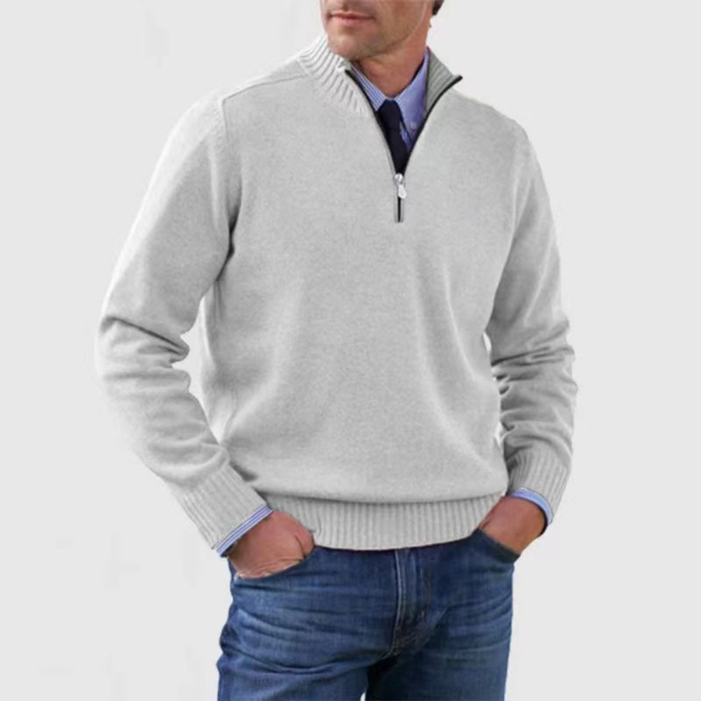 Men's Classic Quarter Zip Sweater - Long Sleeve Pullover