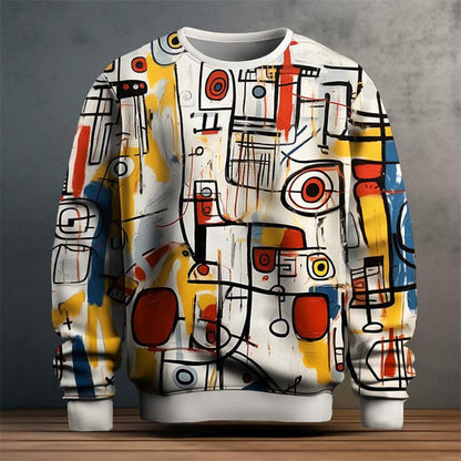 Men's Cubism Inspired Artistic Pattern Style Sweater 1