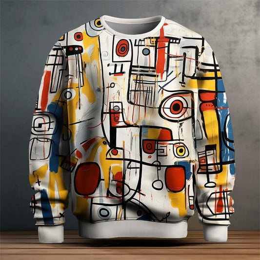 Men's Cubism Inspired Artistic Pattern Style Sweater 1