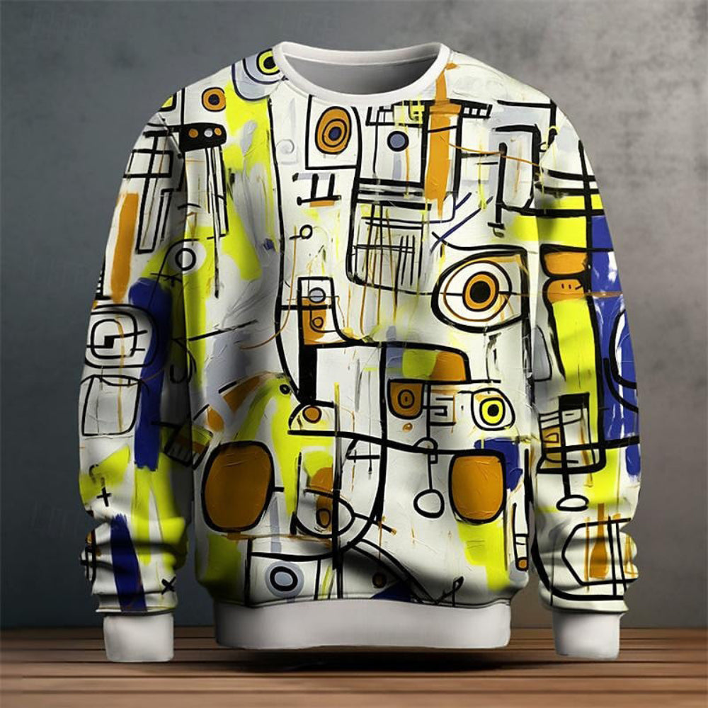 Men's Cubism Inspired Artistic Pattern Style Sweater 3